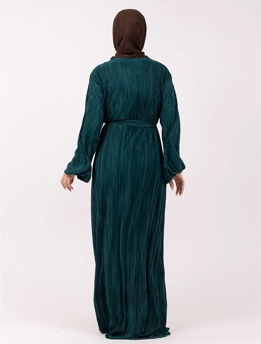 Green Plisse Abaya